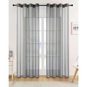 MISSTIAM Foil Stripe Burgundy Sheer Curtains 120 inches Length 2 Panels with Grommets 52 inches Widith, Semi Transparant Curtains for Living Room and Other Rooms in Kuwait
