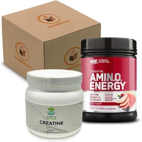 BundleWorld - Optimum Nutrition Amino Energy 65 Servings - Fruit Fusion - with Green Tea, BCAA, Amino Acid, Keto Friendly, Green Coffee Extract and Sense of Nature Creatine 450G 90 Servings in Saudi Arabia