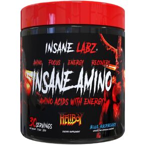 Insane Labz Insane Amino Hellboy Edition, BCAA with Energy Focus Muscle Recovery, Intra Workout Powder, 2 1 1 Branched Chain Amino Acid Powder, 30 Srvgs, Lemonade in Kuwait