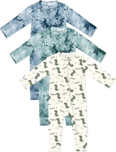 Jimonda Baby Girl Boys Bamboo Rayon Pajamas,Footless Pjs | Soft,breathable,skin-friendly fabric,2 Way Zipper,Tie-dye sleepwear,Long sleeve,cool and dry,stretchy,Zipper Guard, Durable in Kuwait