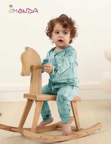 Jimonda Baby Girl Boys Bamboo Rayon Pajamas,Footless Pjs | Soft,breathable,skin-friendly fabric,2 Way Zipper,Tie-dye sleepwear,Long sleeve,cool and dry,stretchy,Zipper Guard, Durable in Kuwait