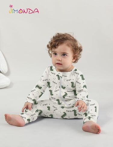 Jimonda Baby Girl Boys Bamboo Rayon Pajamas,Footless Pjs | Soft,breathable,skin-friendly fabric,2 Way Zipper,Tie-dye sleepwear,Long sleeve,cool and dry,stretchy,Zipper Guard, Durable in Kuwait