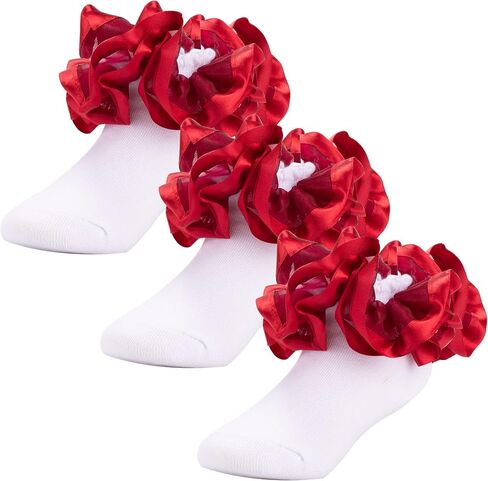 Dicry Toddler Girls Double Lace Socks with Ripple Cuffs and Big Ruffle for Infants and Kids in Saudi Arabia