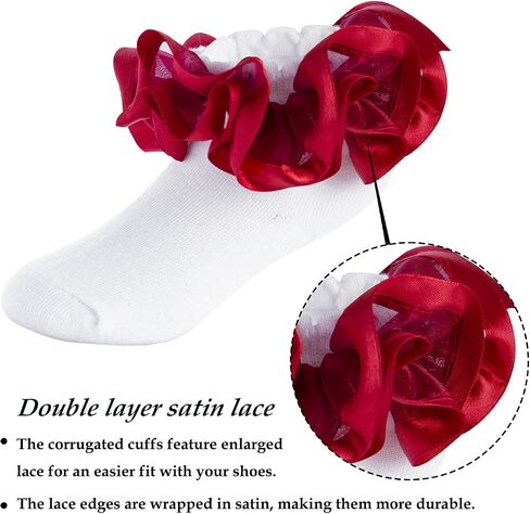 Dicry Toddler Girls Double Lace Socks with Ripple Cuffs and Big Ruffle for Infants and Kids in Saudi Arabia