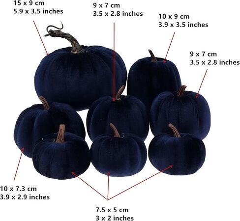 Gresorth 8pcs Assorted Size Fake Handmade Blue Velvet Pumpkins Artificial Fall Harvest Halloween Decoration for Home Kitchen Farmhouse Thanksgiving Wedding Festival in Kuwait