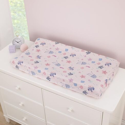 NoJo Sugar Reef Mermaid Pink, Aqua, Gray Super Soft Contoured Changing Pad Cover in Saudi Arabia