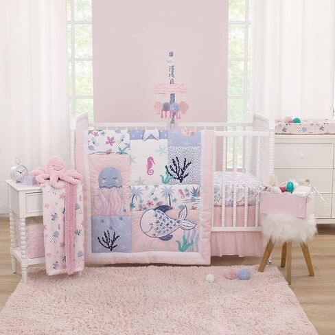 NoJo Sugar Reef Mermaid Pink, Aqua, Gray Super Soft Contoured Changing Pad Cover in Saudi Arabia