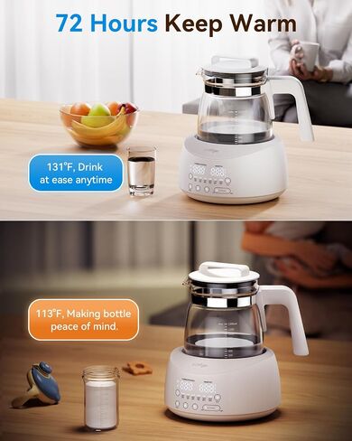 Comfyer Smart Electric Water Kettle with thermostat, Tea Coffee Kettle Pot, Hot Water Boiler 1.2L Instant Heater, Auto Shut Off 72H Warm, Precise Control, Fast Boiling, Food Brewing, 6 Preset Temp. in Saudi Arabia