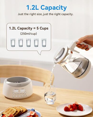 Comfyer Smart Electric Water Kettle with thermostat, Tea Coffee Kettle Pot, Hot Water Boiler 1.2L Instant Heater, Auto Shut Off 72H Warm, Precise Control, Fast Boiling, Food Brewing, 6 Preset Temp. in Saudi Arabia