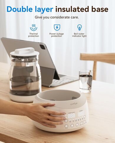 Comfyer Smart Electric Water Kettle with thermostat, Tea Coffee Kettle Pot, Hot Water Boiler 1.2L Instant Heater, Auto Shut Off 72H Warm, Precise Control, Fast Boiling, Food Brewing, 6 Preset Temp. in Saudi Arabia
