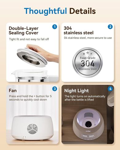 Comfyer Smart Electric Water Kettle with thermostat, Tea Coffee Kettle Pot, Hot Water Boiler 1.2L Instant Heater, Auto Shut Off 72H Warm, Precise Control, Fast Boiling, Food Brewing, 6 Preset Temp. in Saudi Arabia