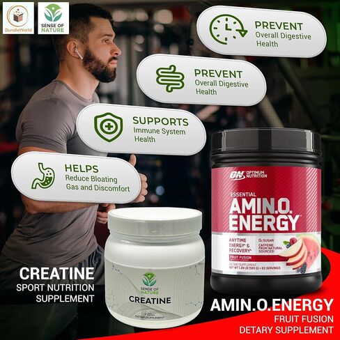 باندل وورلد - الطاقة الأمينية المثالية للتغذية 65 حصة - مزيج الفاكهة - مع الشاي الأخضر، BCAA، الأحماض الأمينية، صديقة للكيتو، مستخلص القهوة الخضراء والكرياتين الطبيعي 450 جم 90 وجبة in Saudi Arabia
