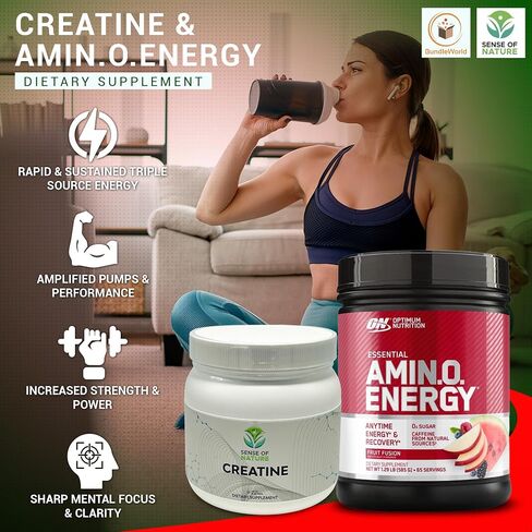 باندل وورلد - الطاقة الأمينية المثالية للتغذية 65 حصة - مزيج الفاكهة - مع الشاي الأخضر، BCAA، الأحماض الأمينية، صديقة للكيتو، مستخلص القهوة الخضراء والكرياتين الطبيعي 450 جم 90 وجبة in Saudi Arabia