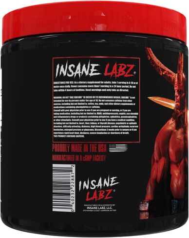 Insane Labz Insane Amino Hellboy Edition, BCAA with Energy Focus Muscle Recovery, Intra Workout Powder, 2 1 1 Branched Chain Amino Acid Powder, 30 Srvgs, Lemonade in Kuwait