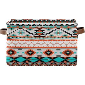 Cowboy Storage Basket Western Desert Cowboy Storage Bin Collapsible Large Storage Baskets with Leather Handles Storage Cube Box Organizer for Closet Toys Gift Basket,1PC