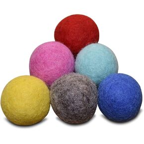 Comfy Pet Supplies Set of 6-100% Wool Felt Ball Toys for Cats and Kittens, Handmade Colorful Eco-Friendly Cat Wool Balls (4cm, Gray Mint Blue Red Pink Yellow)… in Kuwait