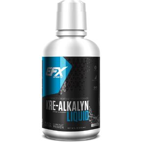 EFX Sports Kre-Alkalyn Creatine، مركز سائل، كرياتين مونوهيدرات مصحح لدرجة الحموضة، تركيبة متعددة براءات الاختراع، اكتساب القوة، بناء العضلات وتعزيز الأداء (63 حصة، بدون نكهة)