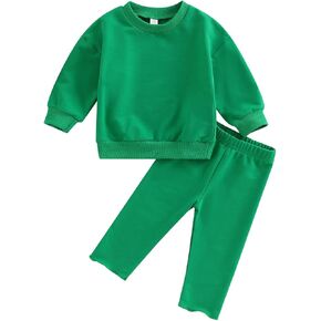 DNOMAID YZARC Fall Winter Toddler Baby Boy Girl Clothes Set Long Sleeve Crewneck Sweatshirt Top Casual Pants Outfit Sweatsuit in Kuwait