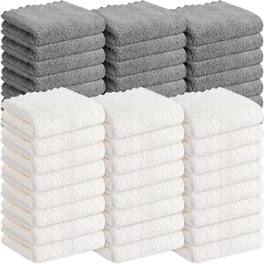 Newwiee 50 Pack Large Baby Washcloths Bulk 20''x10'' Microfiber Coral Fleece Baby Wash Cloths Soft and Absorbent Baby Towels Rags for Babies Newborns Infants Toddlers Bath Face(Gray, White)