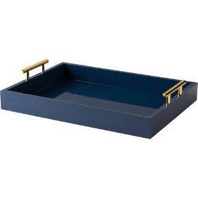 Kate and Laurel Lipton Decorative Tray with Polished Metal Handles, White and Gold in Saudi Arabia