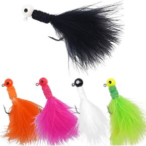 Jig Heads for Fishing Crappie Jig Head Marabou Feather Jig Lures Round Ball Head Jig Hooks Hair Jig Bait for Bass Trout Walleye Panfish 1/8oz 1/16oz 1/32oz in Kuwait