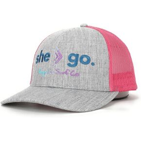 Women's/Girls - she-go. Snapback Adjustable Embroidered OG Trucker Hat - Surf, Beach, Sports, Trendy, Girls, Women (Pink/Grey), Pink/Grey in Kuwait