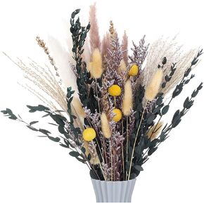 فو يامب باقة زهور مجففة من 60 قطعة مقاس 15 انش من عشب البامباس الطبيعي وذيول الارنب المجففة والقصب المجفف، ديكور بوهو لغرفة المعيشة والمنزل والزفاف والمزهريات وتزيين الطاولة in Kuwait