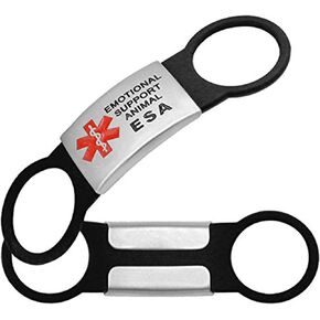 Dog Tag for Collar Necklace Stainless Steel Dog Cat Pet ID Tags Pendant ESA Emotional Support with Rubber Dog Accessories Black L in Saudi Arabia