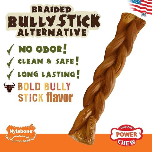 Nylabone 2 Pack of Power Chew Extreme Chewing Braided Bully Stick Alternative Dog Toys, Giant, Made in The USA2 in Saudi Arabia