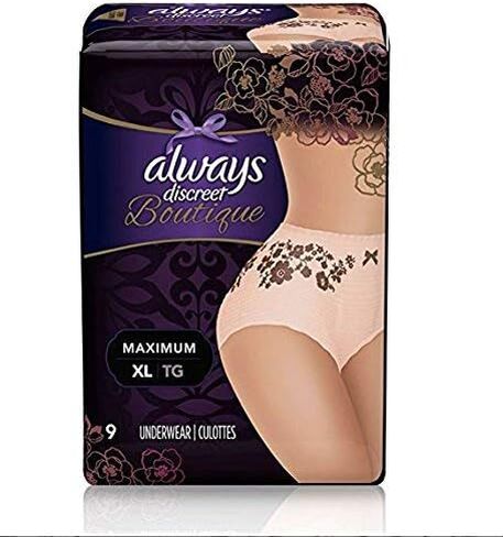 Always Discreet Boutique Incontinence Underwear Maximum Protection XL - 9 Disposable Incontinence Protective Underwear - Peach - Extra Large, Rose in Saudi Arabia
