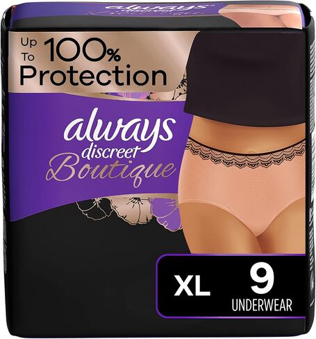 Always Discreet Boutique Incontinence Underwear Maximum Protection XL - 9 Disposable Incontinence Protective Underwear - Peach - Extra Large, Rose in Saudi Arabia