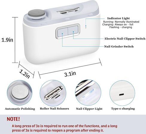 ماكينة قص الأظافر الكهربائية 2 في 1، ماكينة قص الأظافر الأوتوماتيكية القابلة لإعادة الشحن، سرعتين، قصافة أظافر، مبرد أظافر مع تخزين قصاصات الأظافر وإضاءة للأطفال، والنساء، وكبار السن، والأيدي الضعيفة in Kuwait