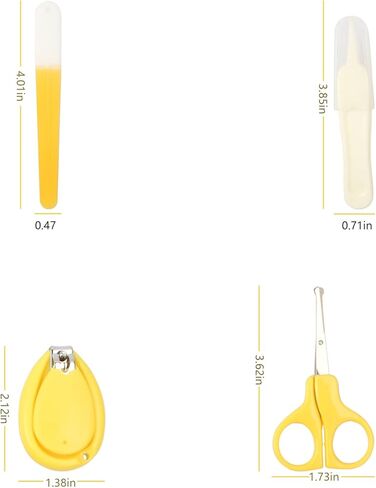 YEEPSYS Baby Nail Clippers Kit, Newborn Manicure Pedicure Clipper File with Case, Nail File, Scissor, Tweezers,4 in 1 Nail Care Set for Kids, Toddler, Infant（Yellow） in Kuwait