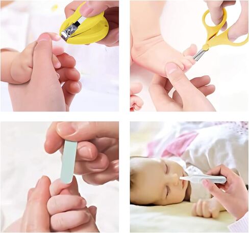 YEEPSYS Baby Nail Clippers Kit, Newborn Manicure Pedicure Clipper File with Case, Nail File, Scissor, Tweezers,4 in 1 Nail Care Set for Kids, Toddler, Infant（Yellow） in Kuwait