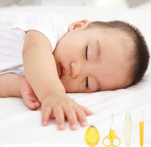 YEEPSYS Baby Nail Clippers Kit, Newborn Manicure Pedicure Clipper File with Case, Nail File, Scissor, Tweezers,4 in 1 Nail Care Set for Kids, Toddler, Infant（Yellow） in Kuwait