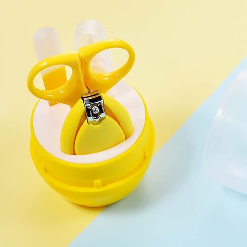 YEEPSYS Baby Nail Clippers Kit, Newborn Manicure Pedicure Clipper File with Case, Nail File, Scissor, Tweezers,4 in 1 Nail Care Set for Kids, Toddler, Infant（Yellow） in Kuwait