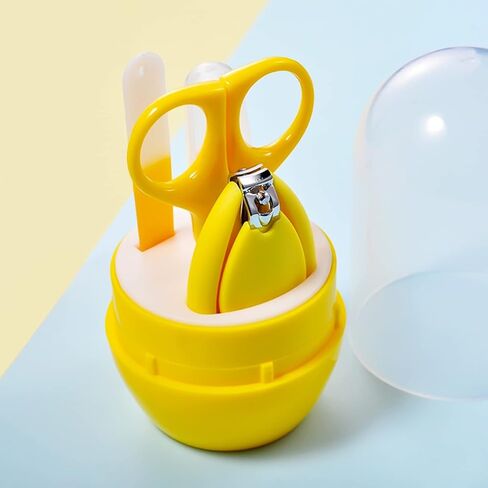 YEEPSYS Baby Nail Clippers Kit, Newborn Manicure Pedicure Clipper File with Case, Nail File, Scissor, Tweezers,4 in 1 Nail Care Set for Kids, Toddler, Infant（Yellow） in Kuwait