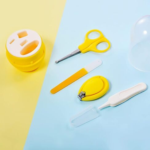 YEEPSYS Baby Nail Clippers Kit, Newborn Manicure Pedicure Clipper File with Case, Nail File, Scissor, Tweezers,4 in 1 Nail Care Set for Kids, Toddler, Infant（Yellow） in Kuwait