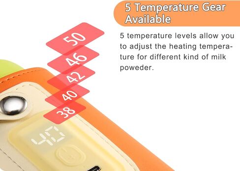 جهاز تسخين الزجاجات المحمول، جهاز تسخين زجاجات الأطفال، سخان زجاجات حليب الثدي USB مع شاشة LCD، 5 مستويات قابلة للتعديل، جهاز تسخين الزجاجات أثناء التنقل للحليب وحليب الثدي والماء in Kuwait