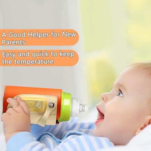 جهاز تسخين الزجاجات المحمول، جهاز تسخين زجاجات الأطفال، سخان زجاجات حليب الثدي USB مع شاشة LCD، 5 مستويات قابلة للتعديل، جهاز تسخين الزجاجات أثناء التنقل للحليب وحليب الثدي والماء in Kuwait