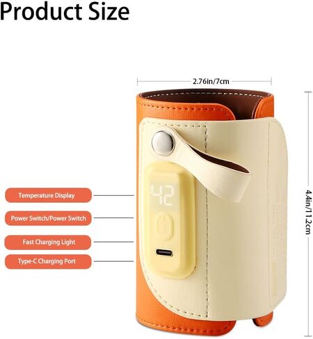 جهاز تسخين الزجاجات المحمول، جهاز تسخين زجاجات الأطفال، سخان زجاجات حليب الثدي USB مع شاشة LCD، 5 مستويات قابلة للتعديل، جهاز تسخين الزجاجات أثناء التنقل للحليب وحليب الثدي والماء in Kuwait