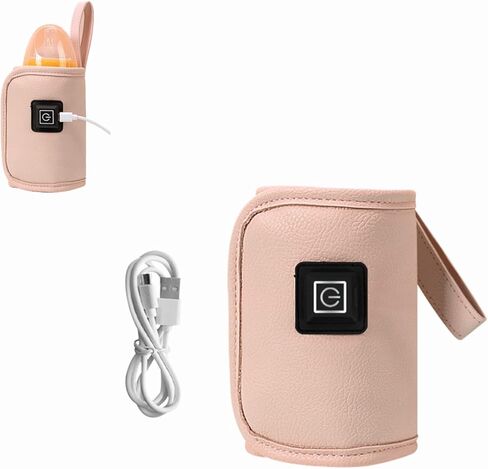 سخان زجاجات الأطفال، حافظة حرارة حليب USB، دفء لطيف يحافظ على درجة حرارة مثالية لحليب الأطفال، يستخدم لحليب الأطفال، يستخدم في المنزل، خارج المنزل وفي السيارة، تسخين بطيء للتدفئة (وردي) in Saudi Arabia