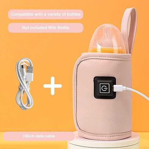 سخان زجاجات الأطفال، حافظة حرارة حليب USB، دفء لطيف يحافظ على درجة حرارة مثالية لحليب الأطفال، يستخدم لحليب الأطفال، يستخدم في المنزل، خارج المنزل وفي السيارة، تسخين بطيء للتدفئة (وردي) in Saudi Arabia
