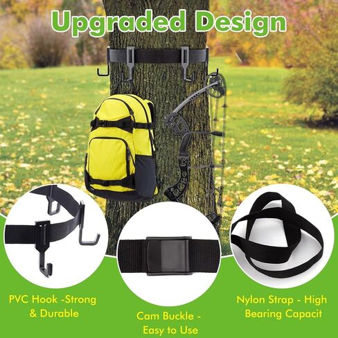 ANTEQI Treestand Strap Hangers with Heavy Duty Hooks,Tree Stand Strap Gear Hanger for Hunting Gears Bow,Outdoor Tree Stand Bow Gear Hanger for Camping Hiking in Kuwait