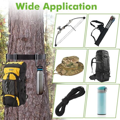 ANTEQI Treestand Strap Hangers with Heavy Duty Hooks,Tree Stand Strap Gear Hanger for Hunting Gears Bow,Outdoor Tree Stand Bow Gear Hanger for Camping Hiking in Kuwait