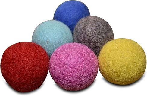 Comfy Pet Supplies Set of 6-100% Wool Felt Ball Toys for Cats and Kittens, Handmade Colorful Eco-Friendly Cat Wool Balls (4cm, Gray Mint Blue Red Pink Yellow)… in Kuwait