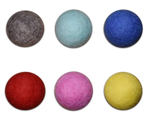 Comfy Pet Supplies Set of 6-100% Wool Felt Ball Toys for Cats and Kittens, Handmade Colorful Eco-Friendly Cat Wool Balls (4cm, Gray Mint Blue Red Pink Yellow)… in Kuwait