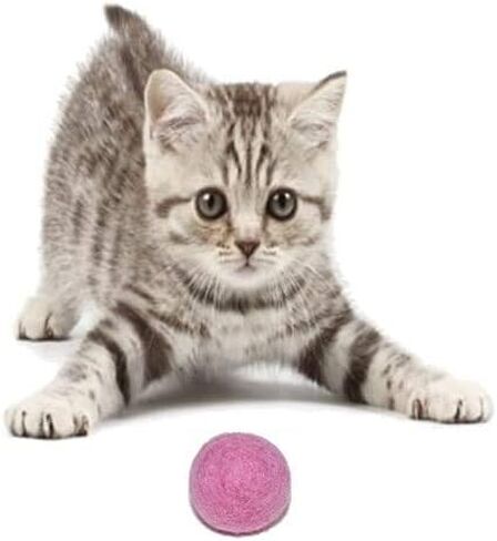 Comfy Pet Supplies Set of 6-100% Wool Felt Ball Toys for Cats and Kittens, Handmade Colorful Eco-Friendly Cat Wool Balls (4cm, Gray Mint Blue Red Pink Yellow)… in Kuwait