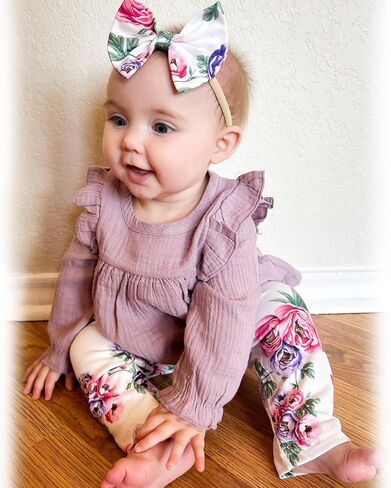 HINTINA Infant Baby Girl Long Sleeve Fall Winter Outfits With Headband in Kuwait
