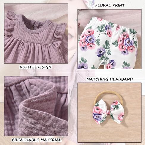 HINTINA Infant Baby Girl Long Sleeve Fall Winter Outfits With Headband in Kuwait